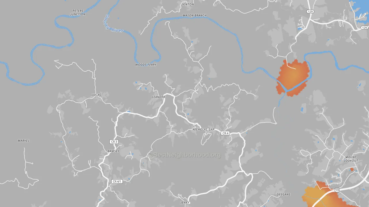 Bike Grade map of Ramsey, WV