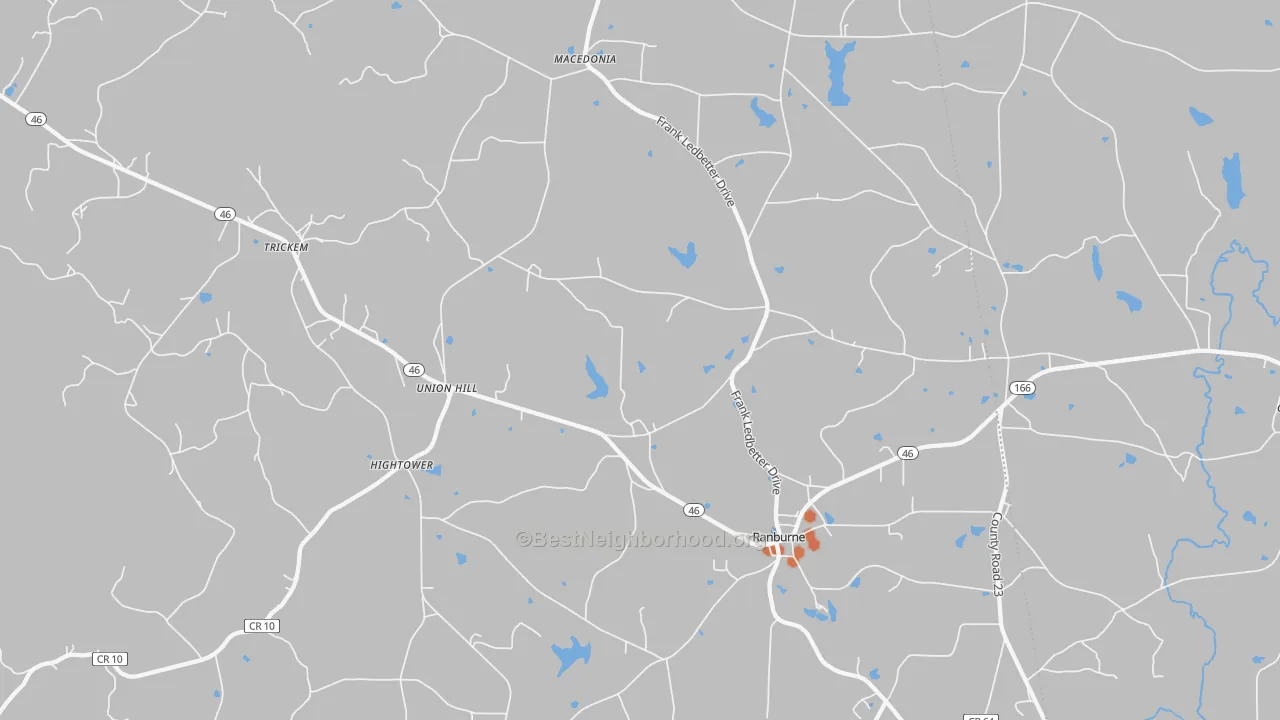 Bike Grade map of Ranburne, AL