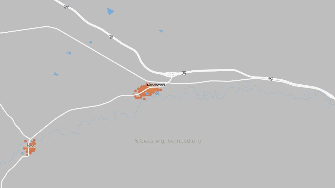Bike Grade map of Ranchester, WY