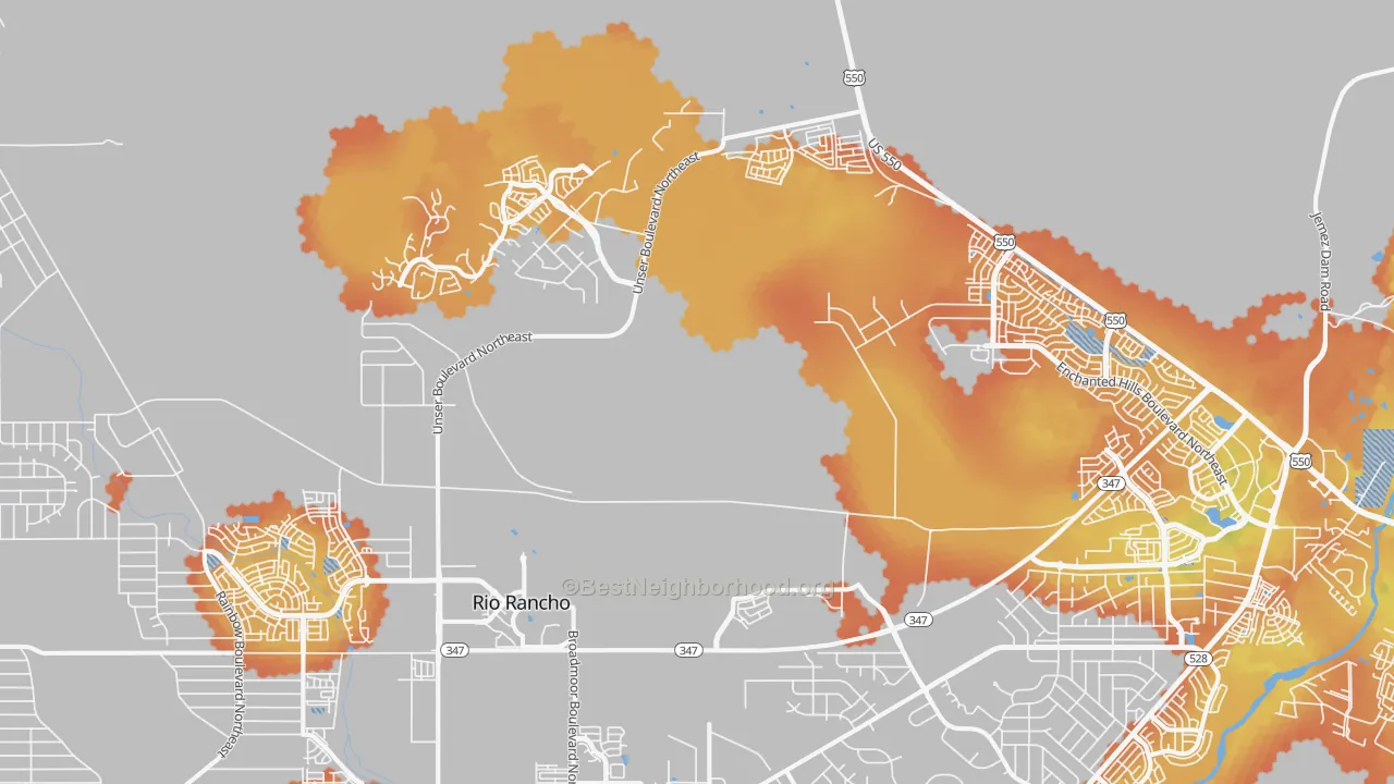 Bike Grade map of Ranchitos, NM