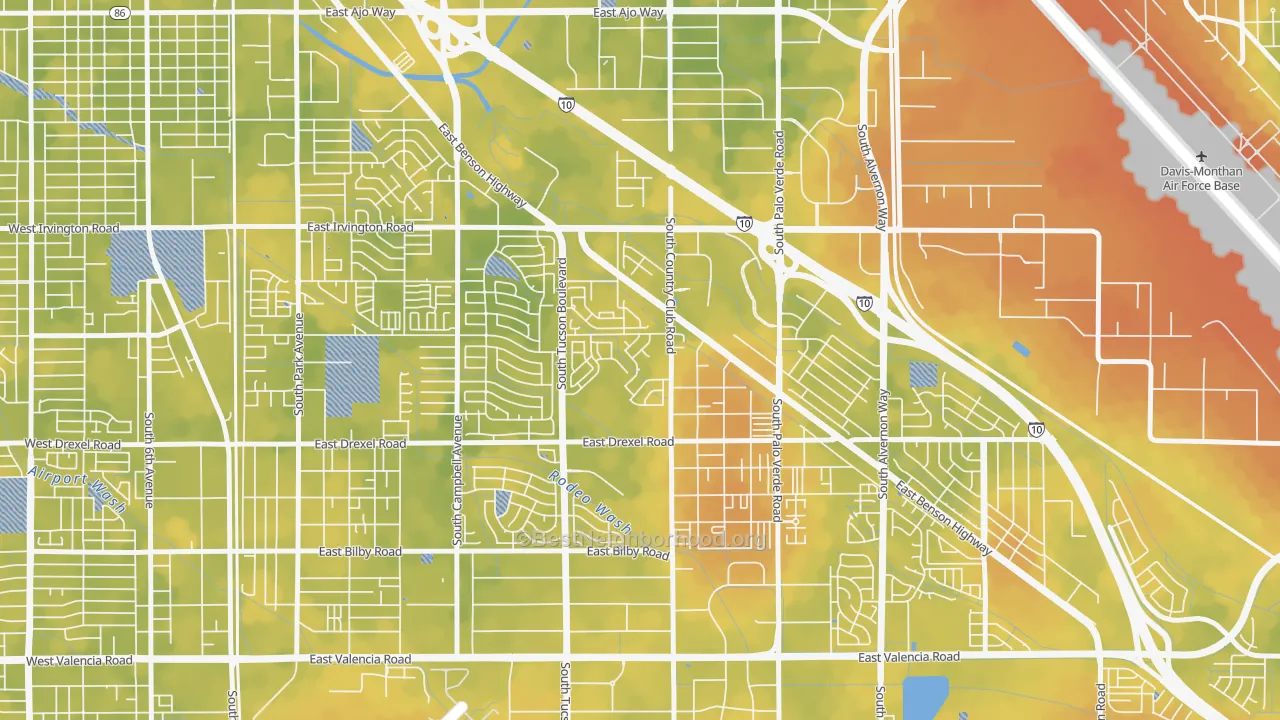 Bike Grade map of Rancho Buena, Tucson, AZ