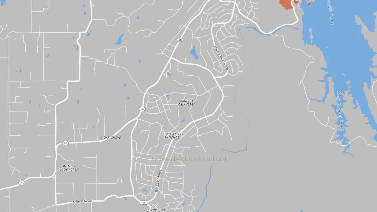 Bike Grade map of Rancho Calaveras, CA