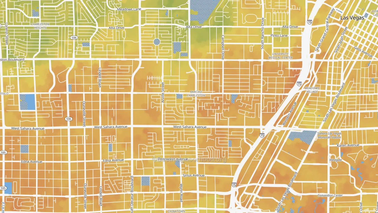 Bike Grade map of Rancho Charleston, Las Vegas, NV