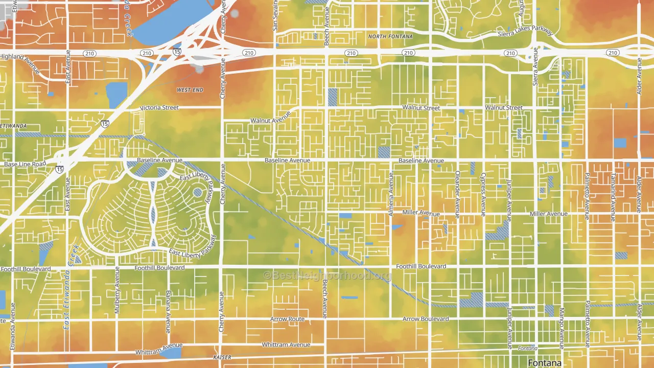 Bike Grade map of Rancho Fontana, Fontana, CA
