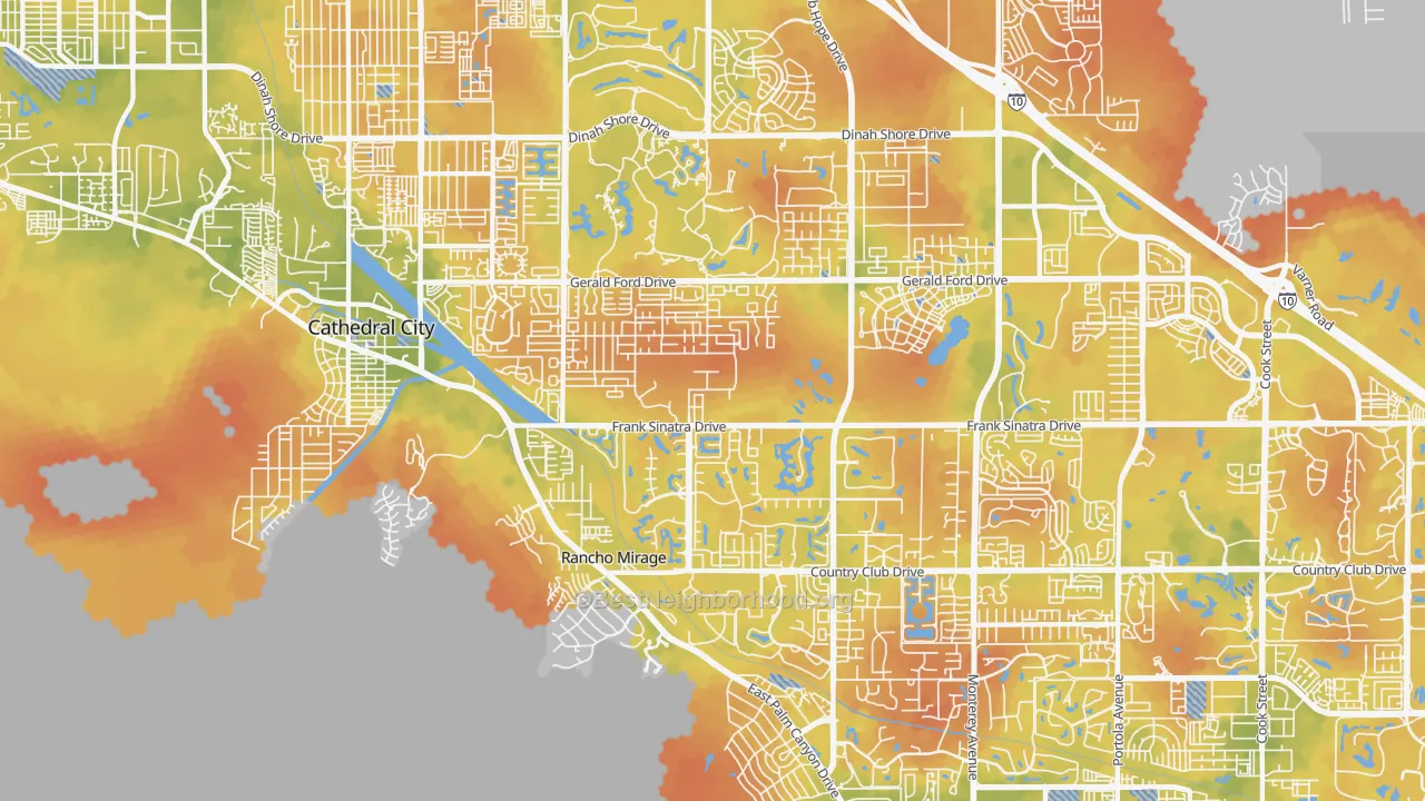 Bike Grade map of Rancho Mirage, CA