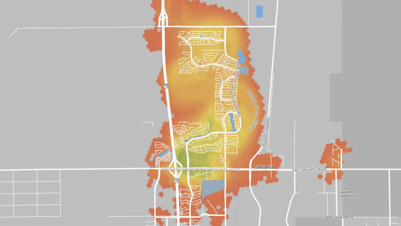 Bike Grade map of Rancho Sahuarita, Sahuarita, AZ