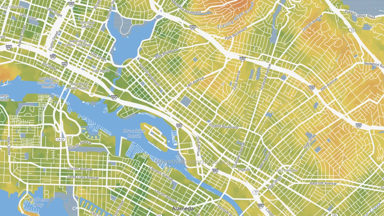 Bike Grade map of Rancho San Antonio, Oakland, CA