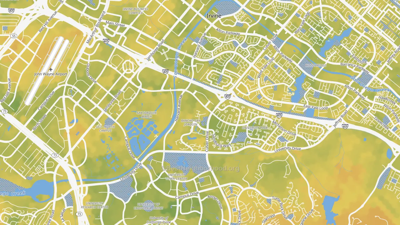 Bike Grade map of Rancho San Joaquin, Irvine, CA