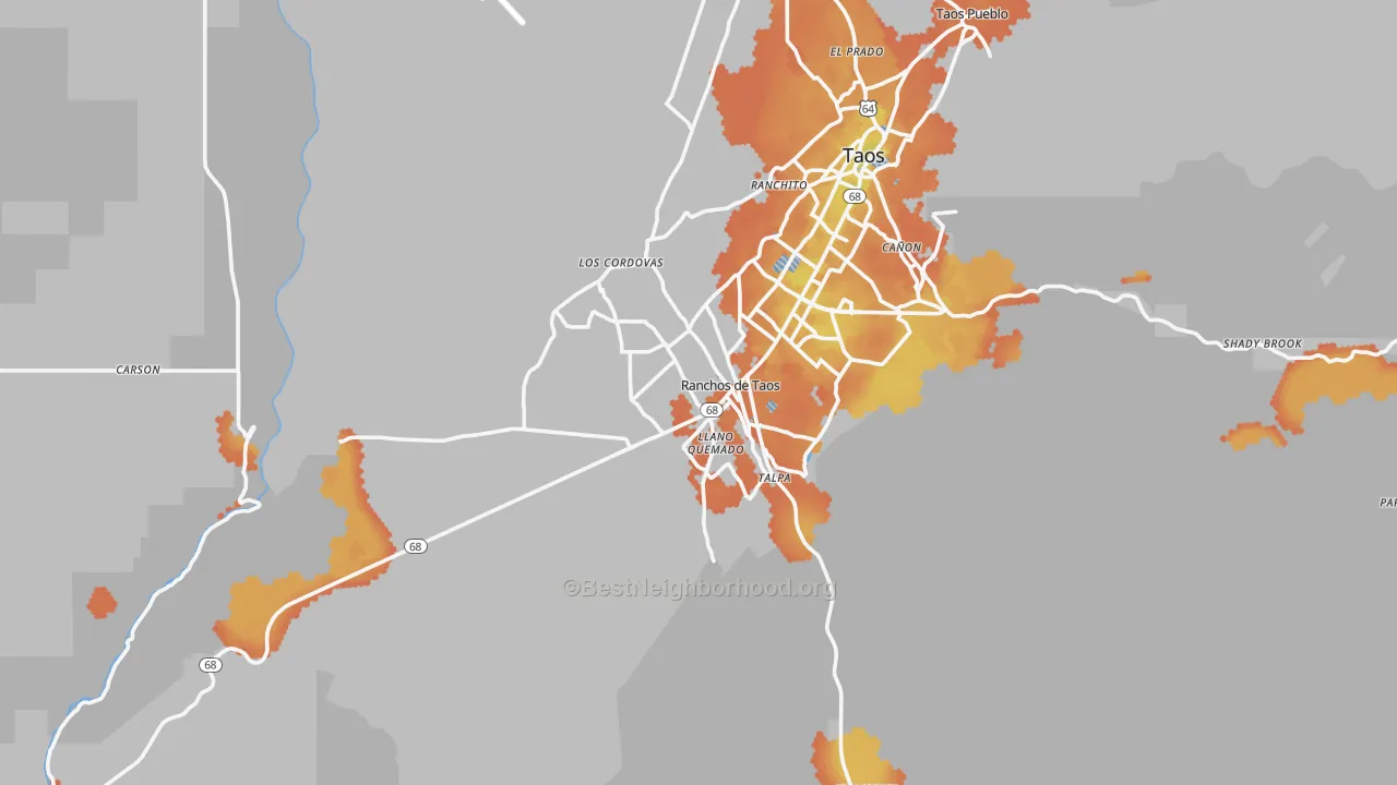 Bike Grade map of Ranchos de Taos, NM