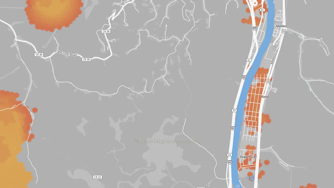 Bike Grade map of Rand, WV