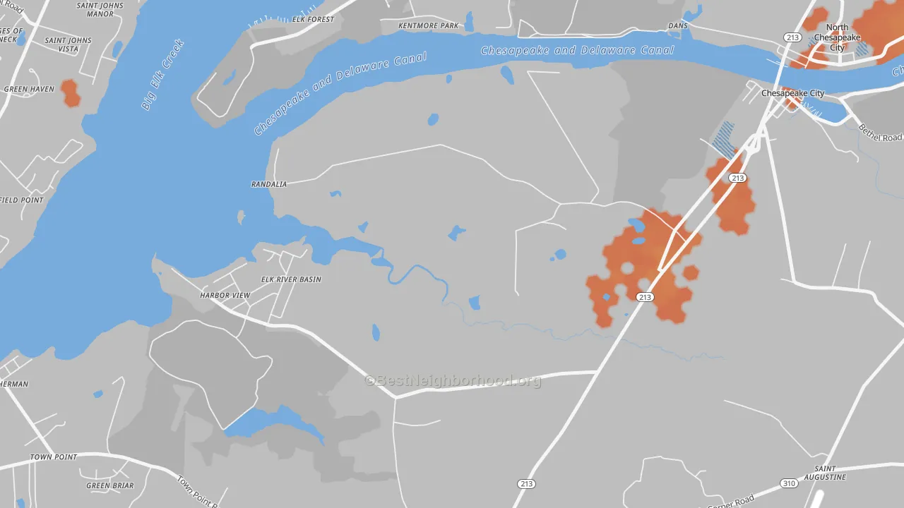 Bike Grade map of Randalia, MD