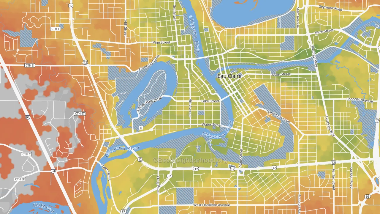 Bike Grade map of Randall Park, Eau Claire, WI