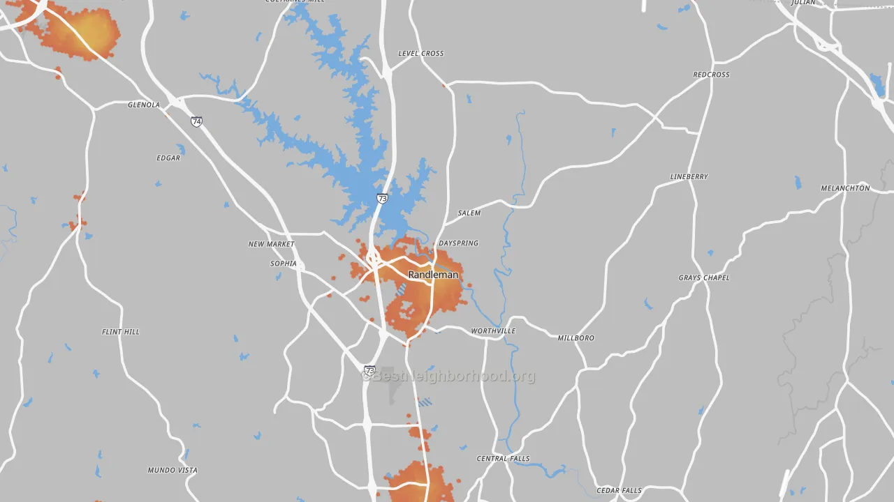 Bike Grade map of Randleman, NC
