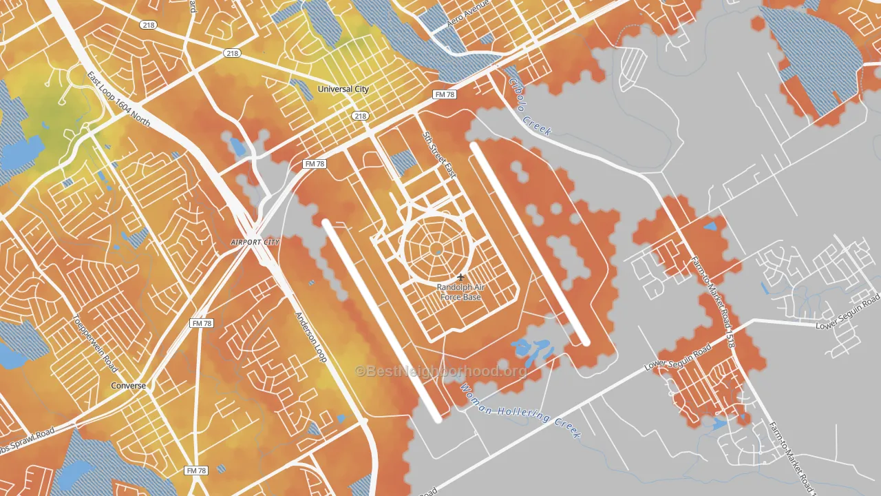 Bike Grade map of Randolph AFB, TX