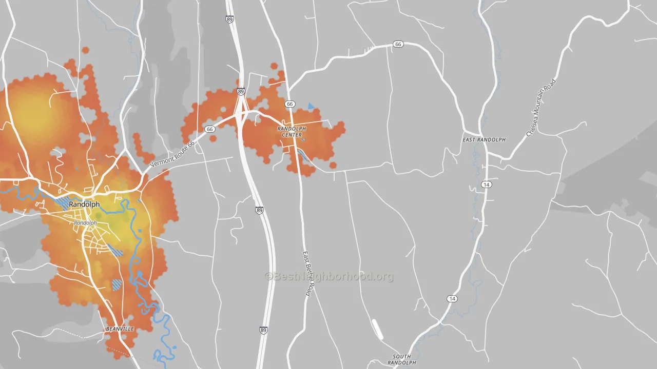 Bike Grade map of Randolph Center, VT