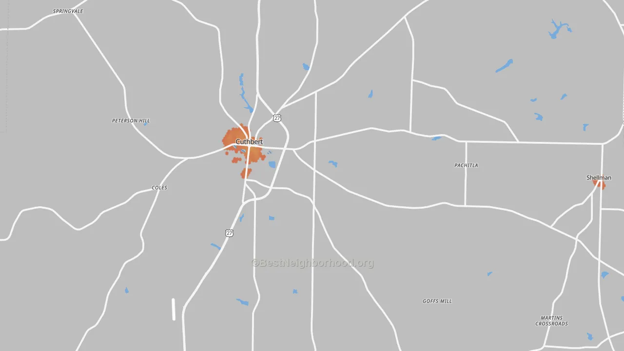 Bike Grade map of Randolph County, GA