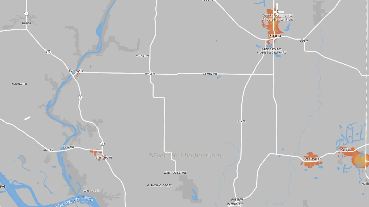 Bike Grade map of Randolph County, IL