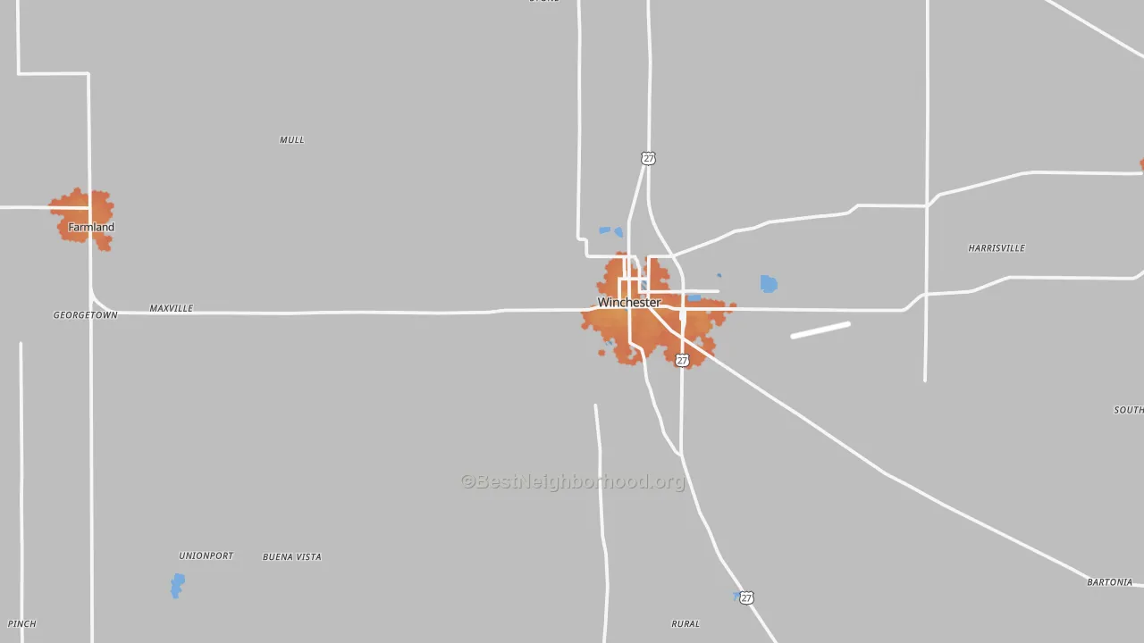 Bike Grade map of Randolph County, IN