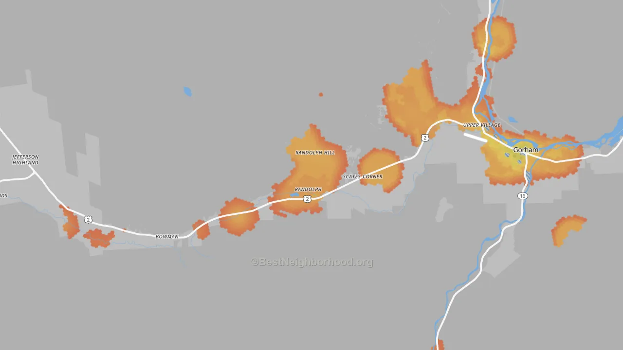 Bike Grade map of Randolph, NH