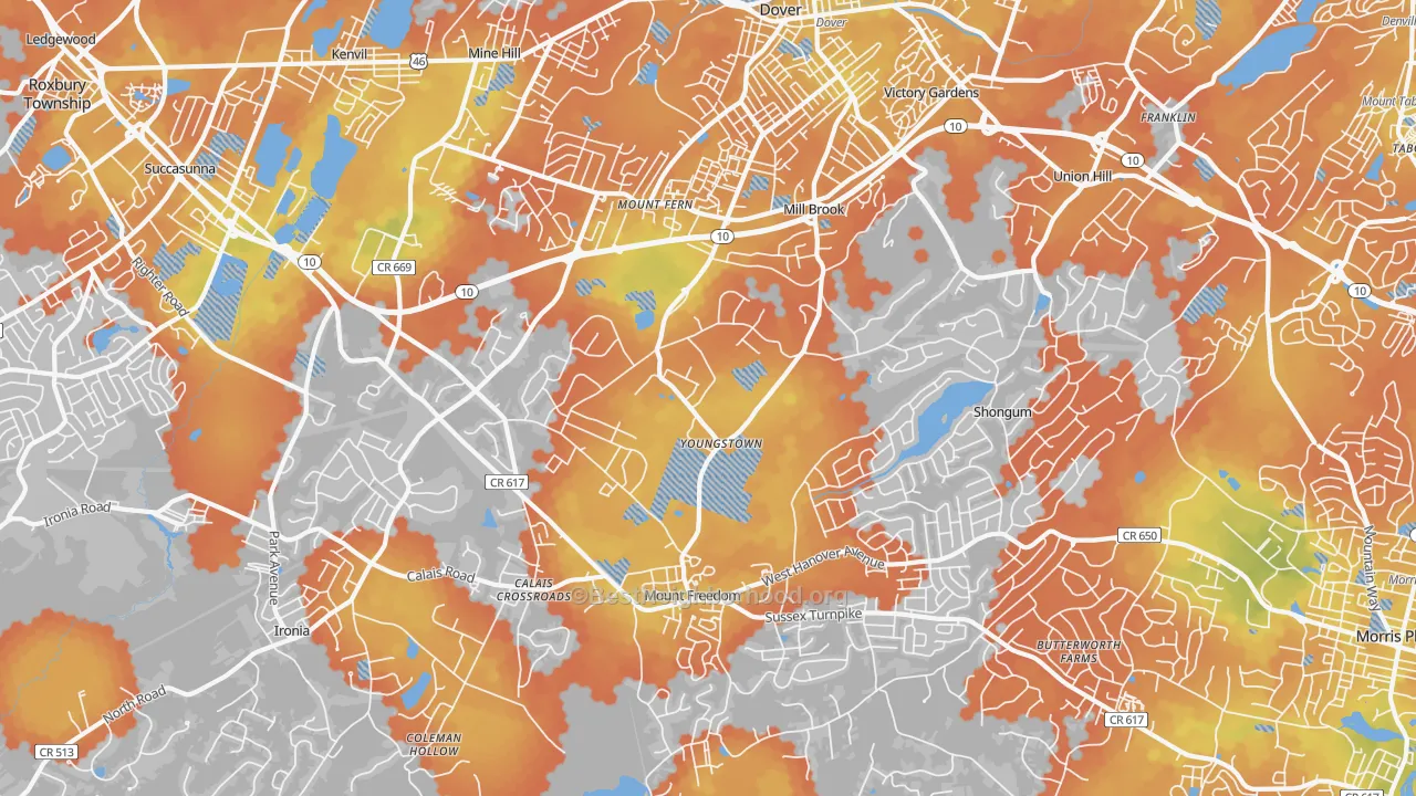 Bike Grade map of Randolph, NJ