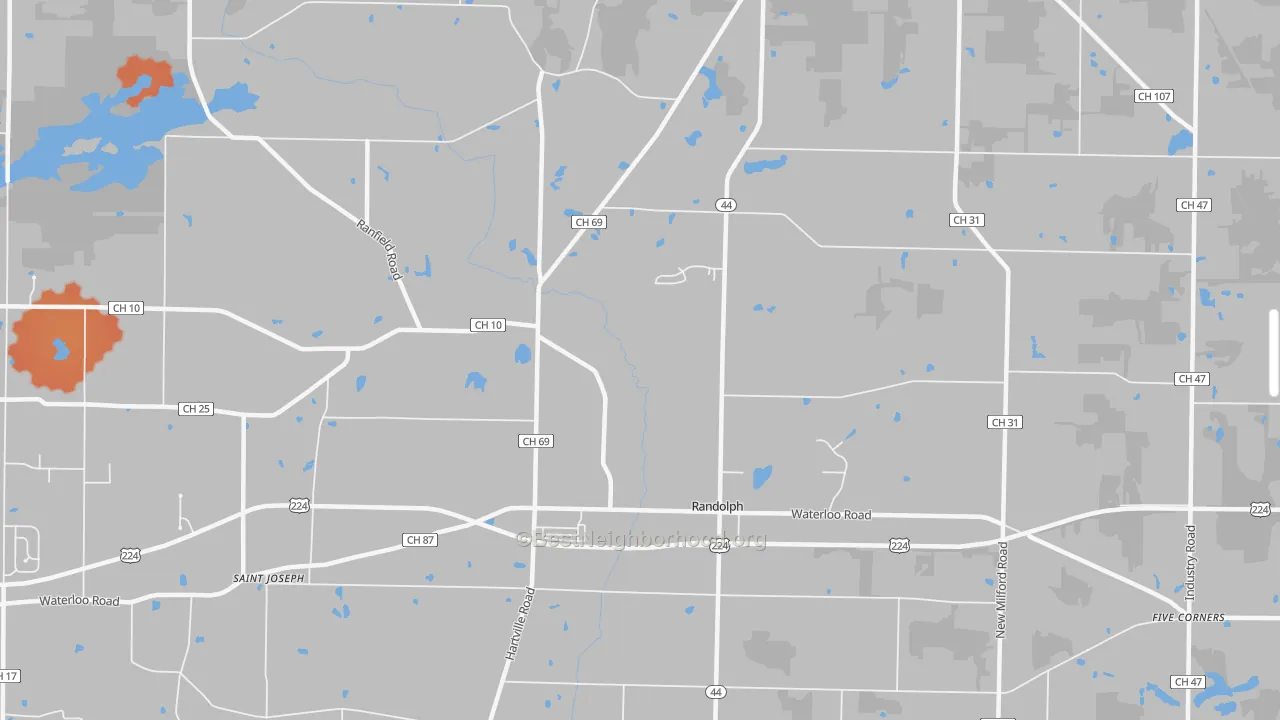 Bike Grade map of Randolph, OH