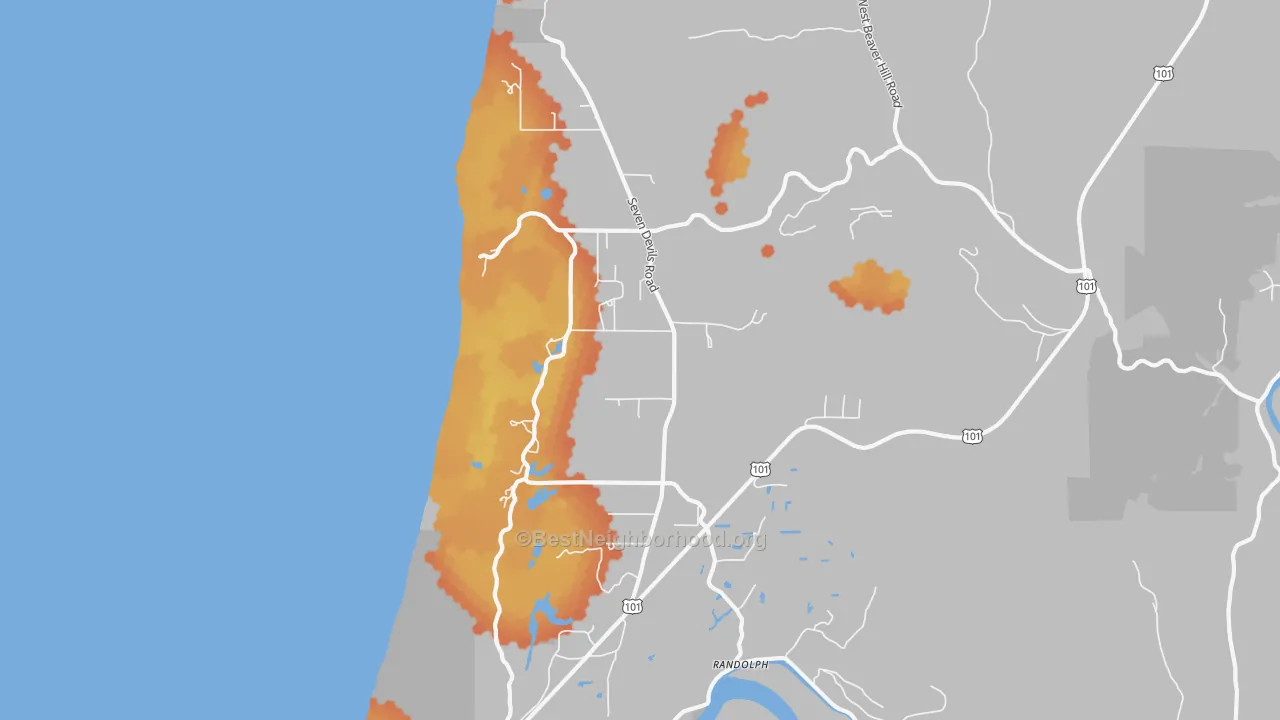 Bike Grade map of Randolph, OR
