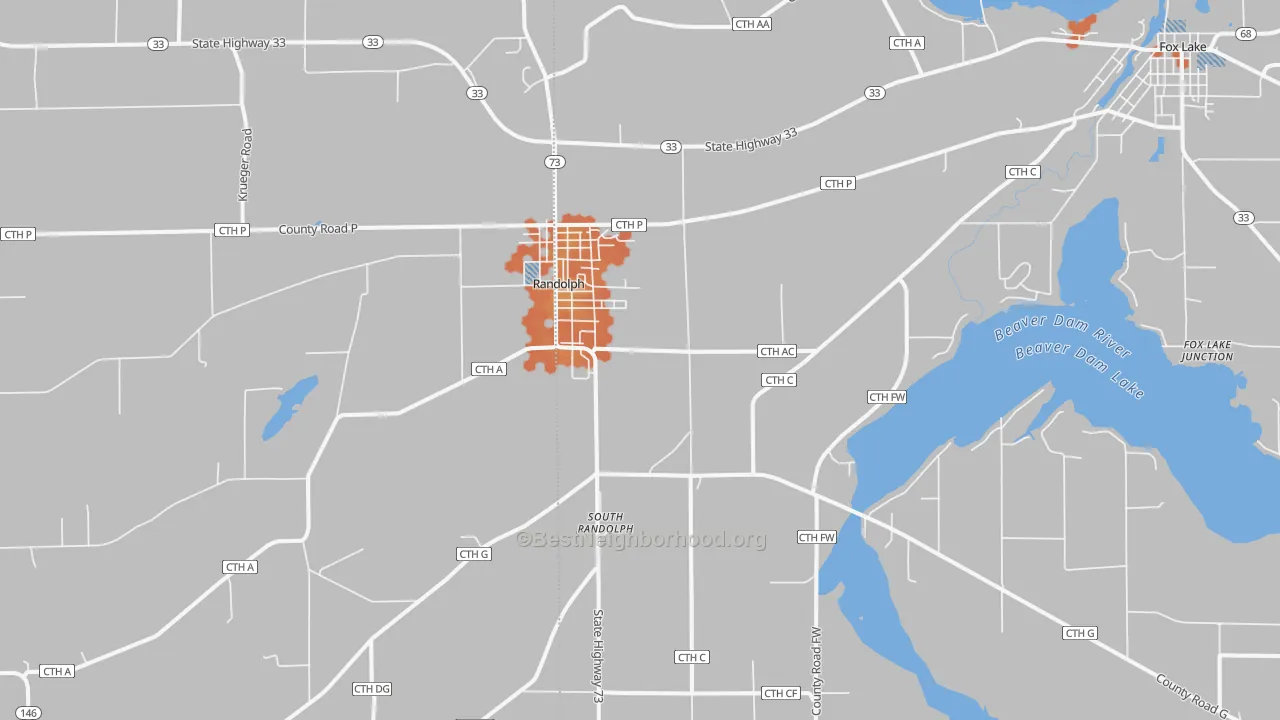 Bike Grade map of Randolph, WI