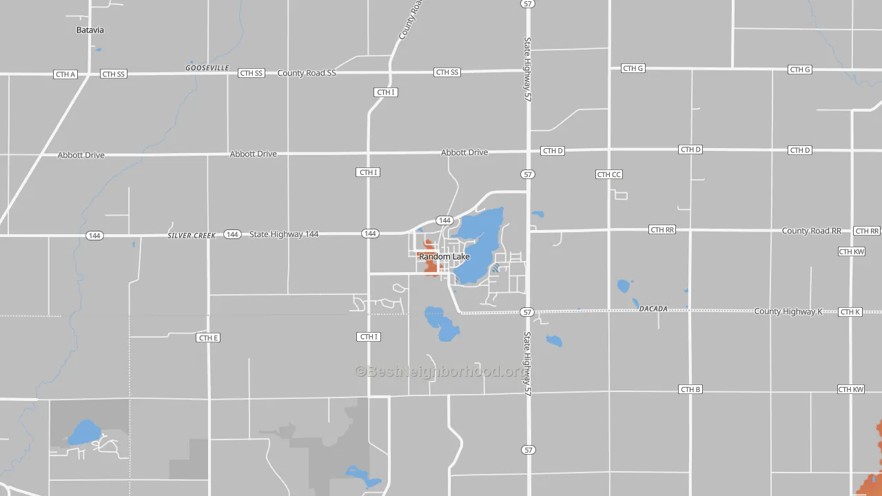 Bike Grade map of Random Lake, WI