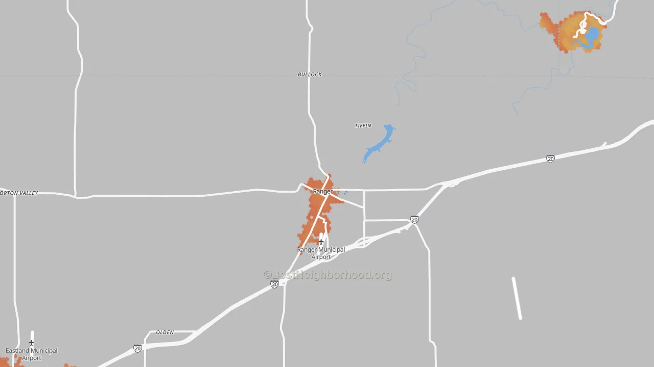 Bike Grade map of Ranger, TX