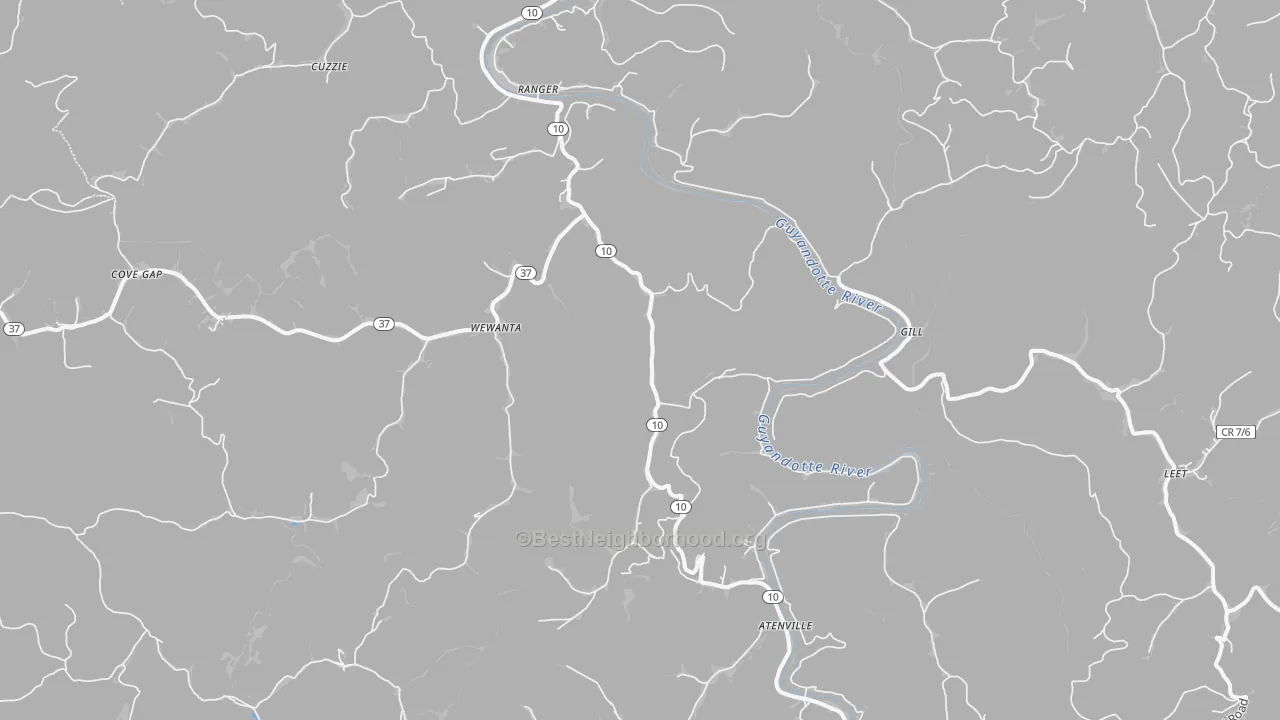 Bike Grade map of Ranger, WV