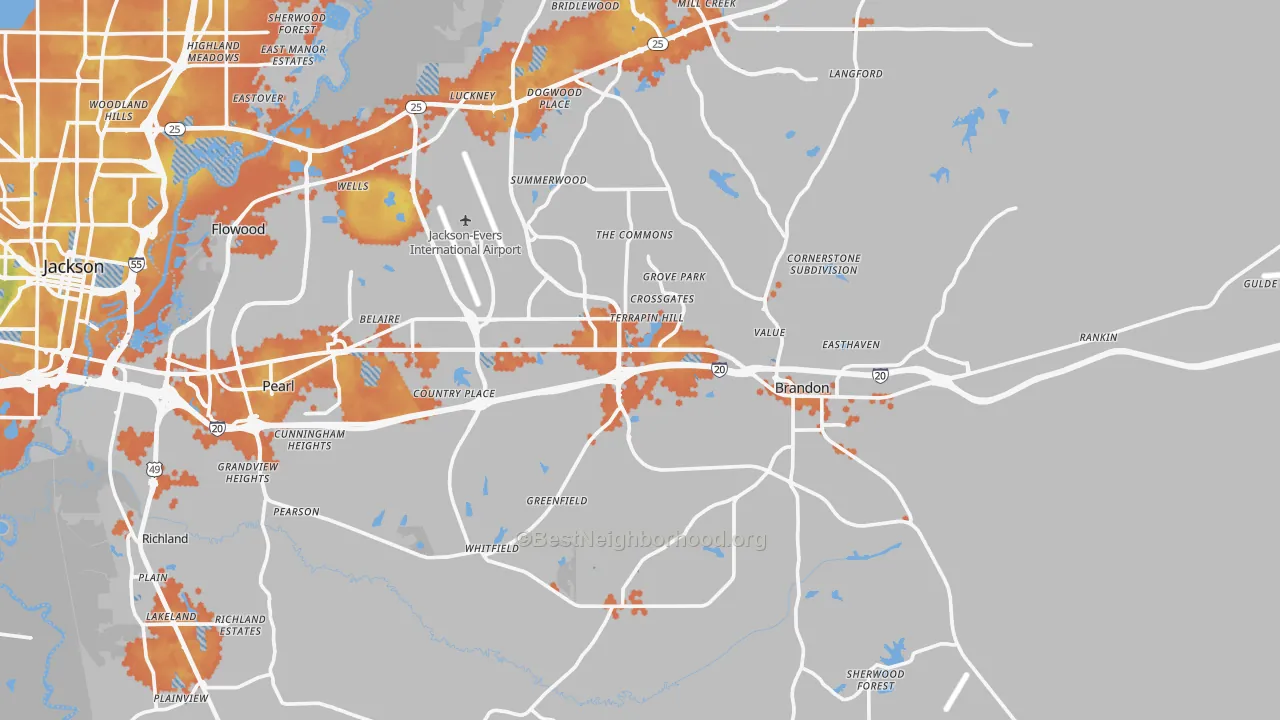 Bike Grade map of Rankin County, MS
