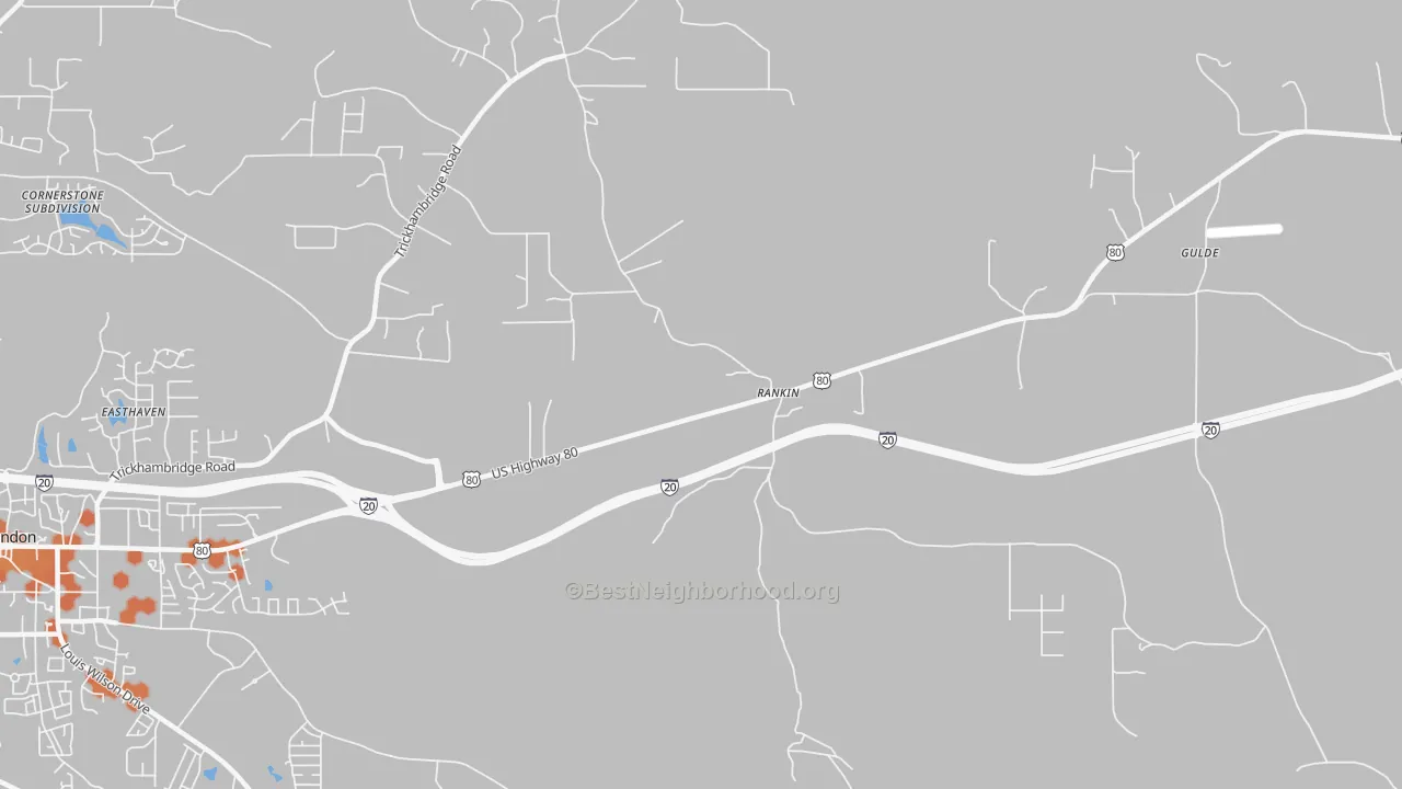 Bike Grade map of Rankin, MS
