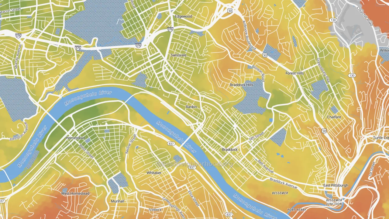 Bike Grade map of Rankin, PA