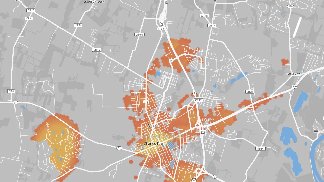 Bike Grade map of Ranson, WV
