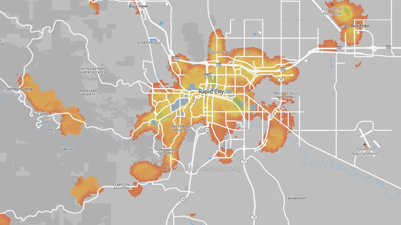 Bike Grade map of Rapid City, SD
