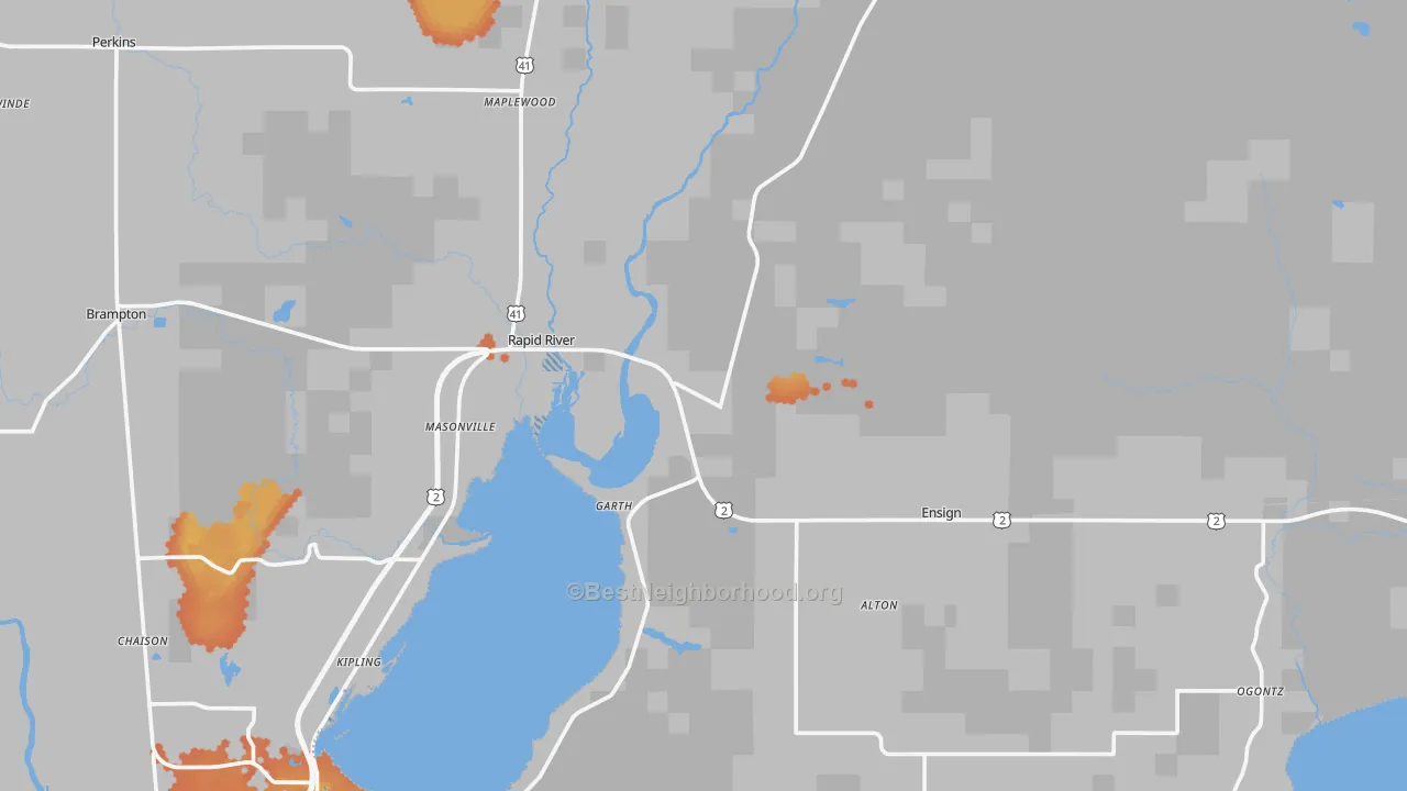 Bike Grade map of Rapid River, MI