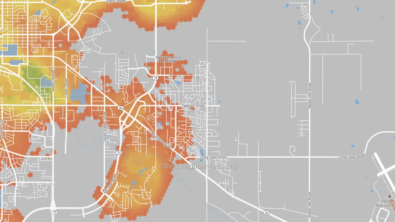 Bike Grade map of Rapid Valley, SD