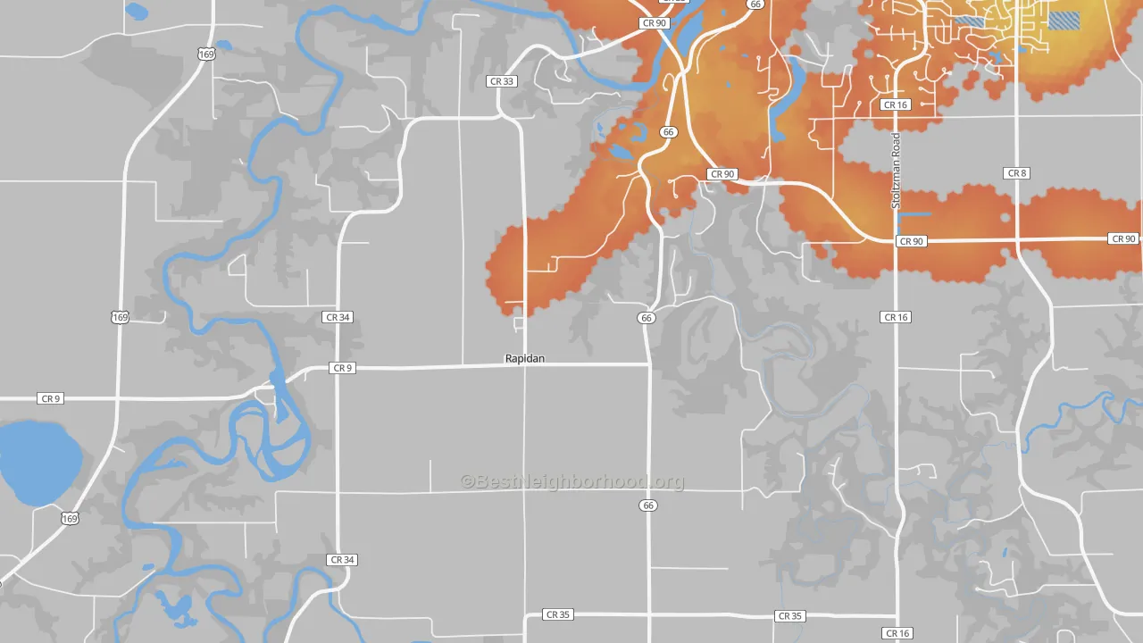 Bike Grade map of Rapidan, MN