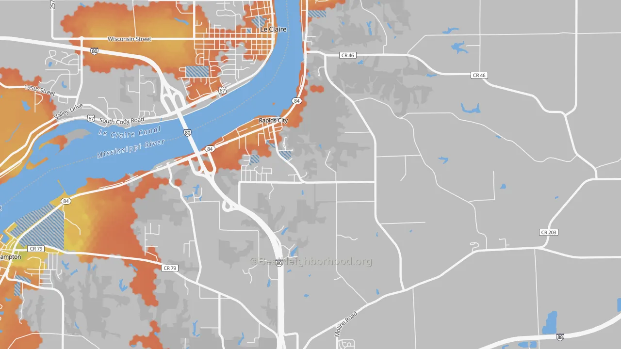 Bike Grade map of Rapids City, IL