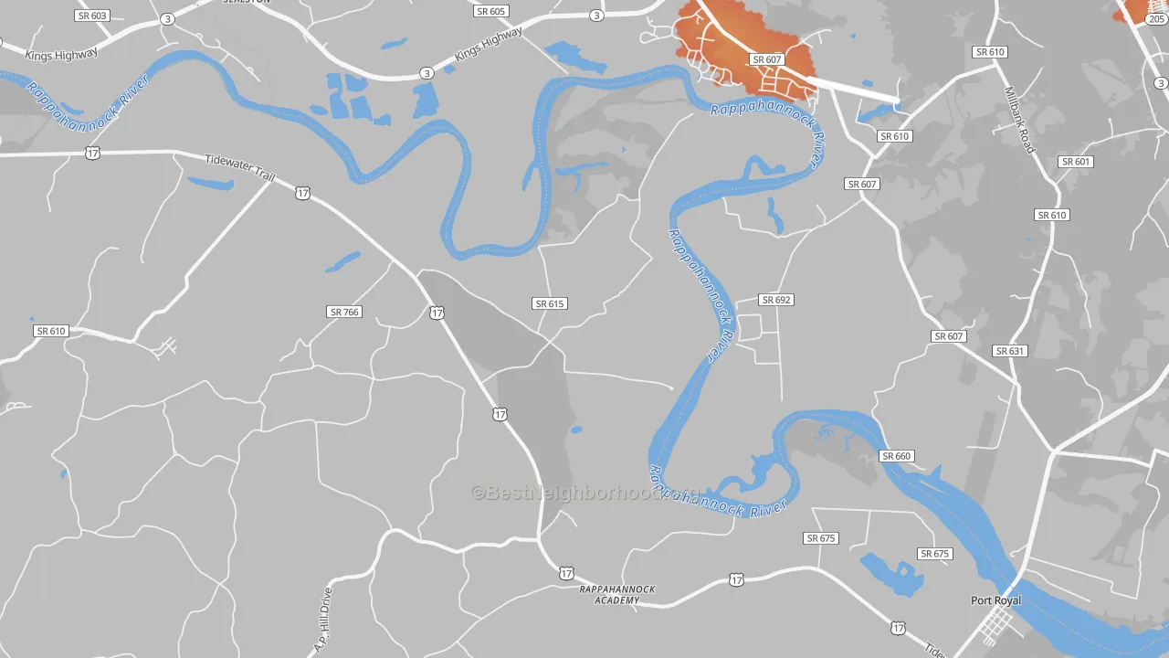 Bike Grade map of Rappahannock Academy, VA