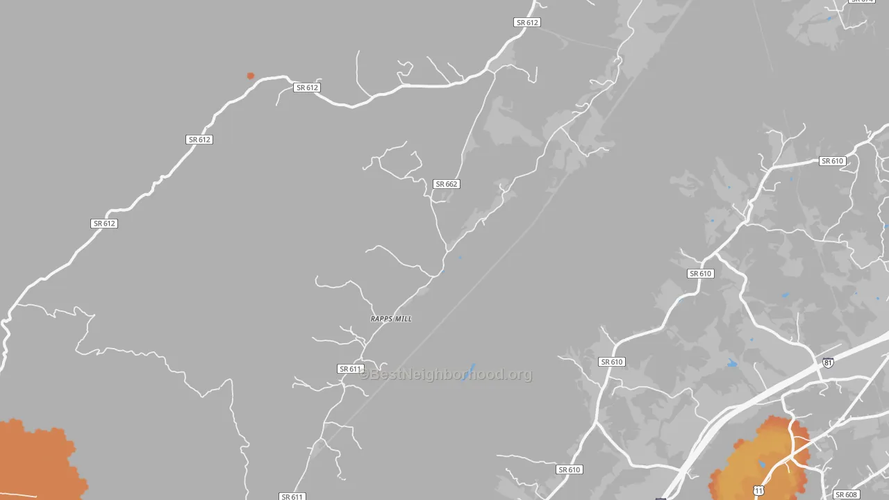 Bike Grade map of Rapps Mill, VA