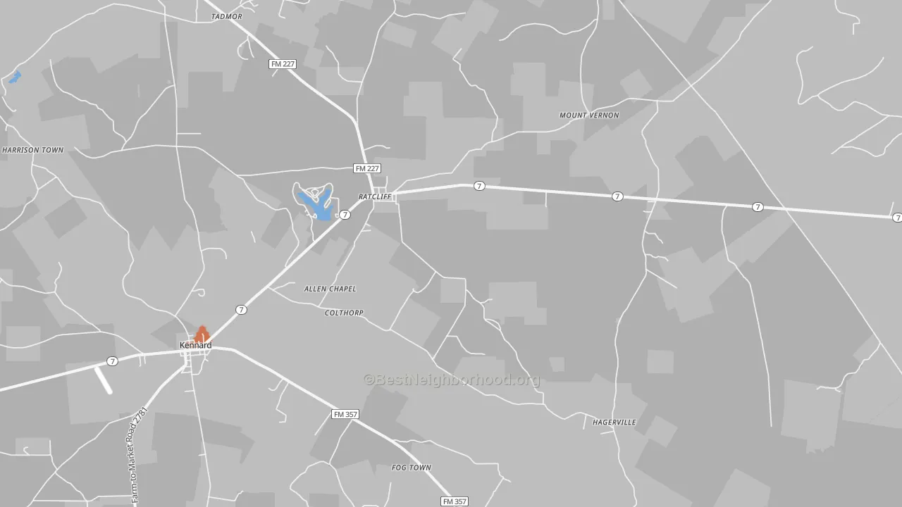 Bike Grade map of Ratcliff, TX