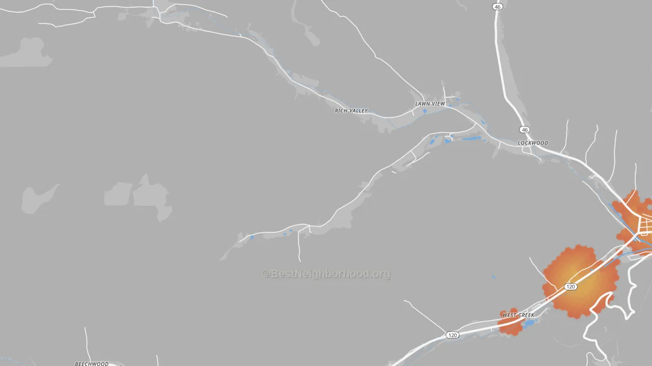 Bike Grade map of Rathbun, PA