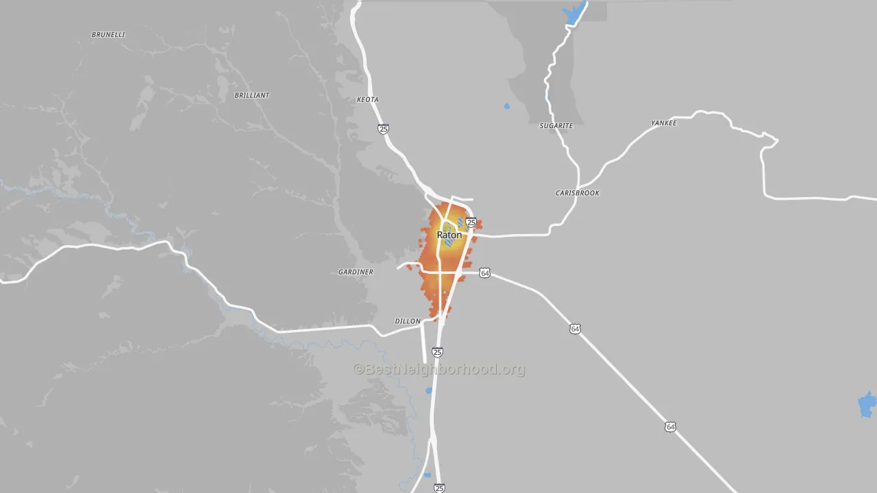 Bike Grade map of Raton, NM