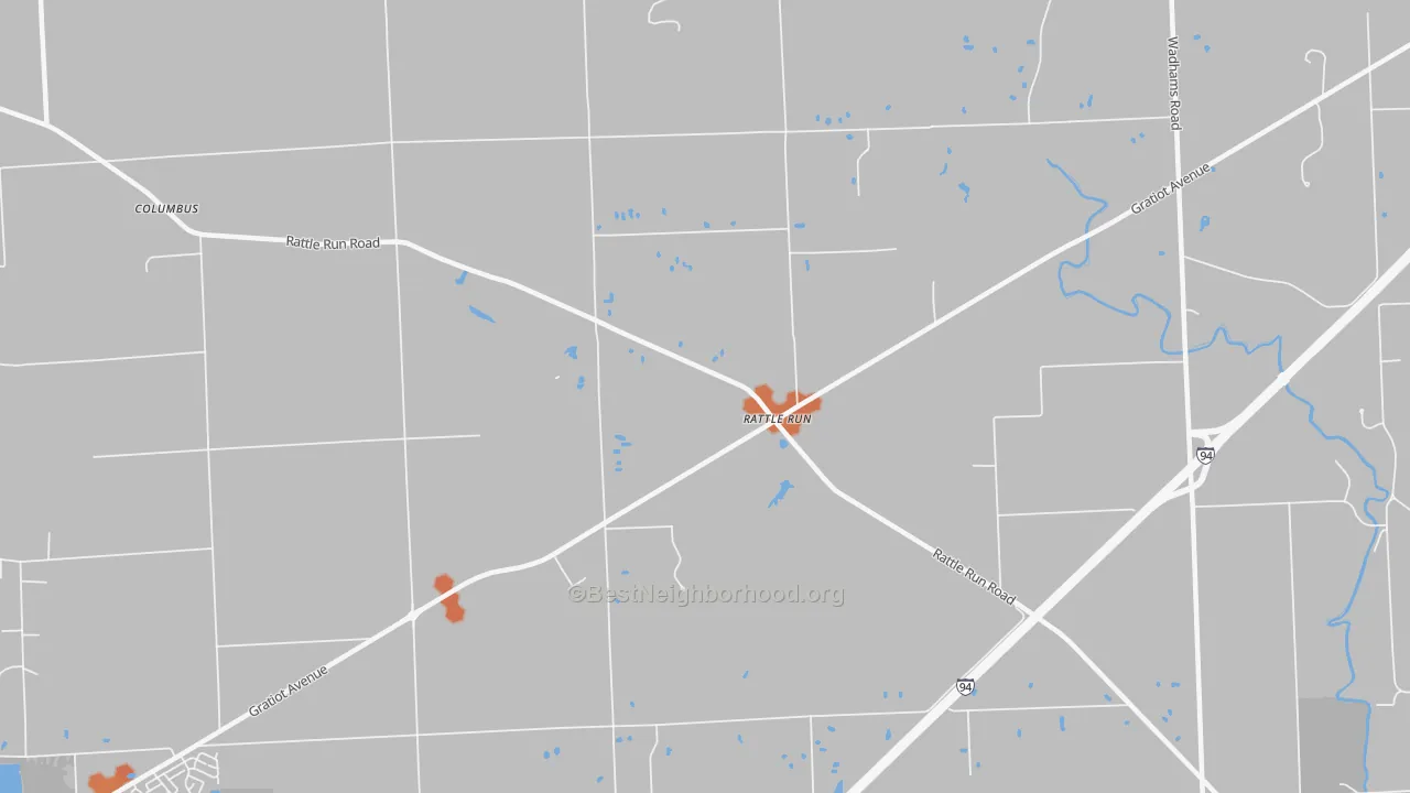 Bike Grade map of Rattle Run, MI