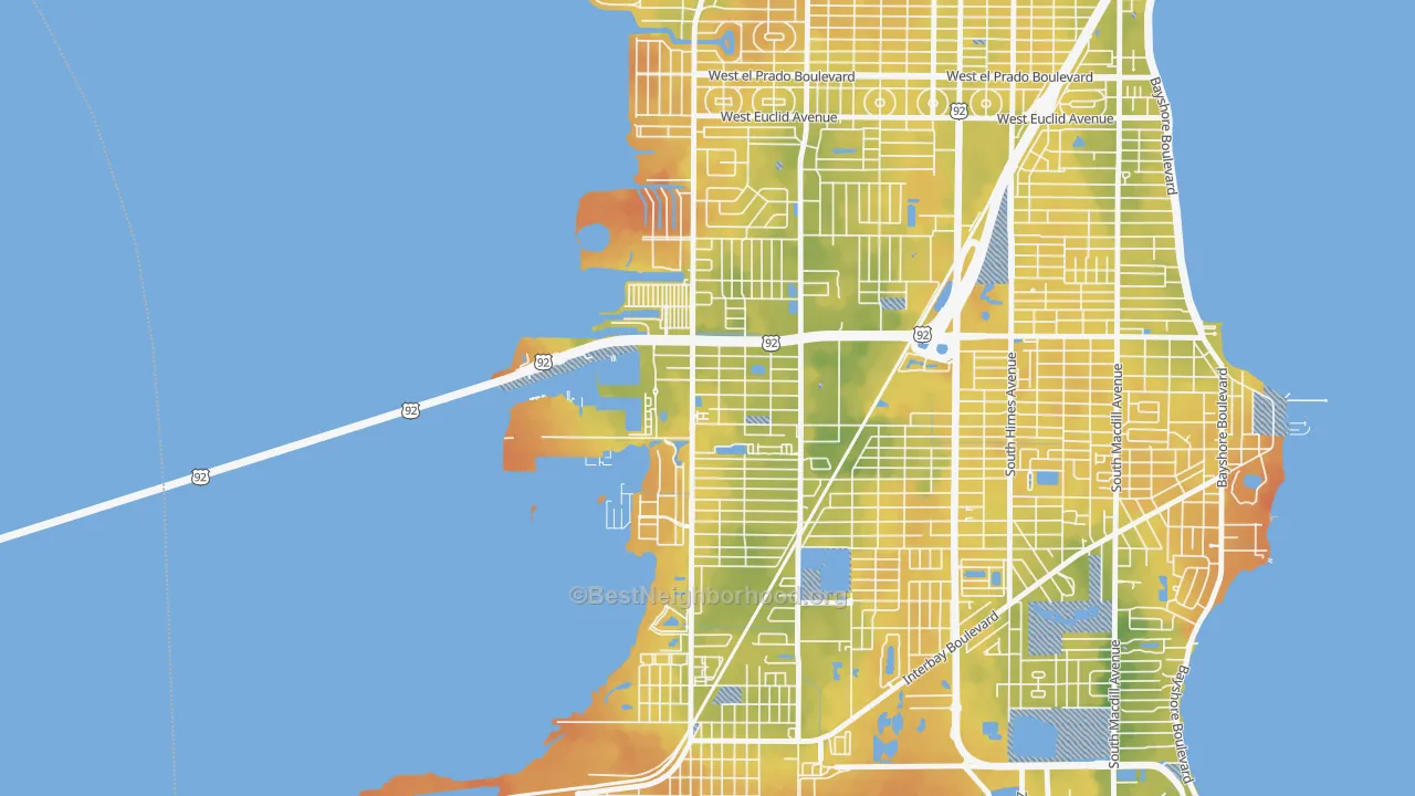 Bike Grade map of Rattlesnake, Tampa, FL