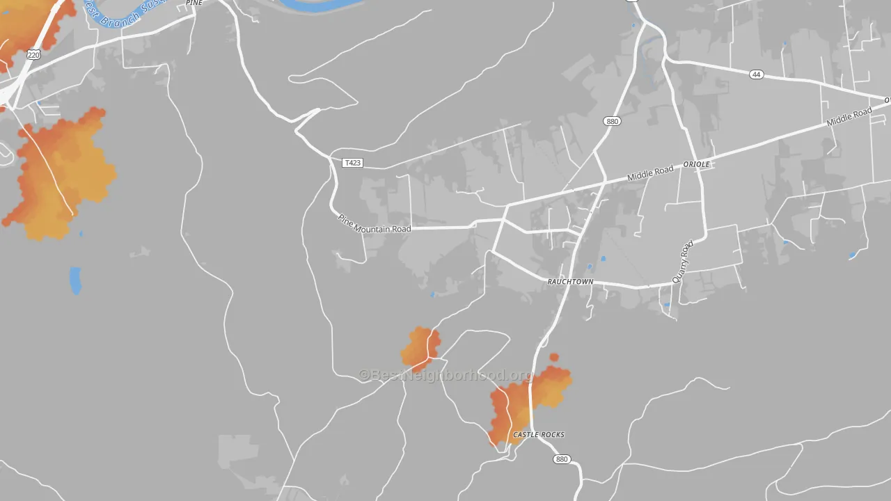 Bike Grade map of Rauchtown, PA