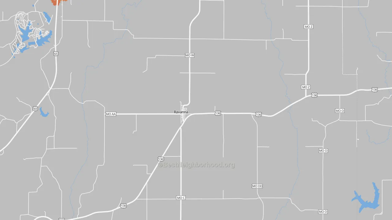 Bike Grade map of Ravanna, MO