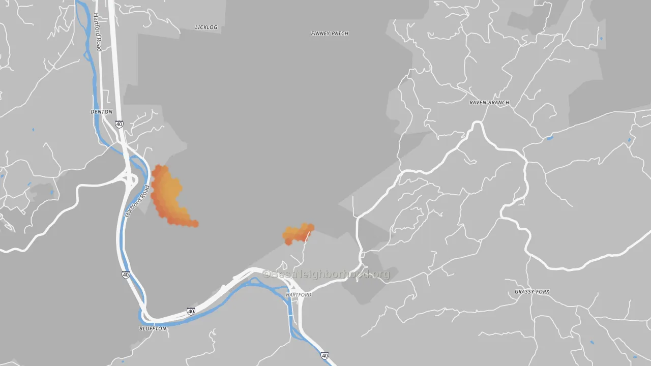 Bike Grade map of Raven Branch, TN