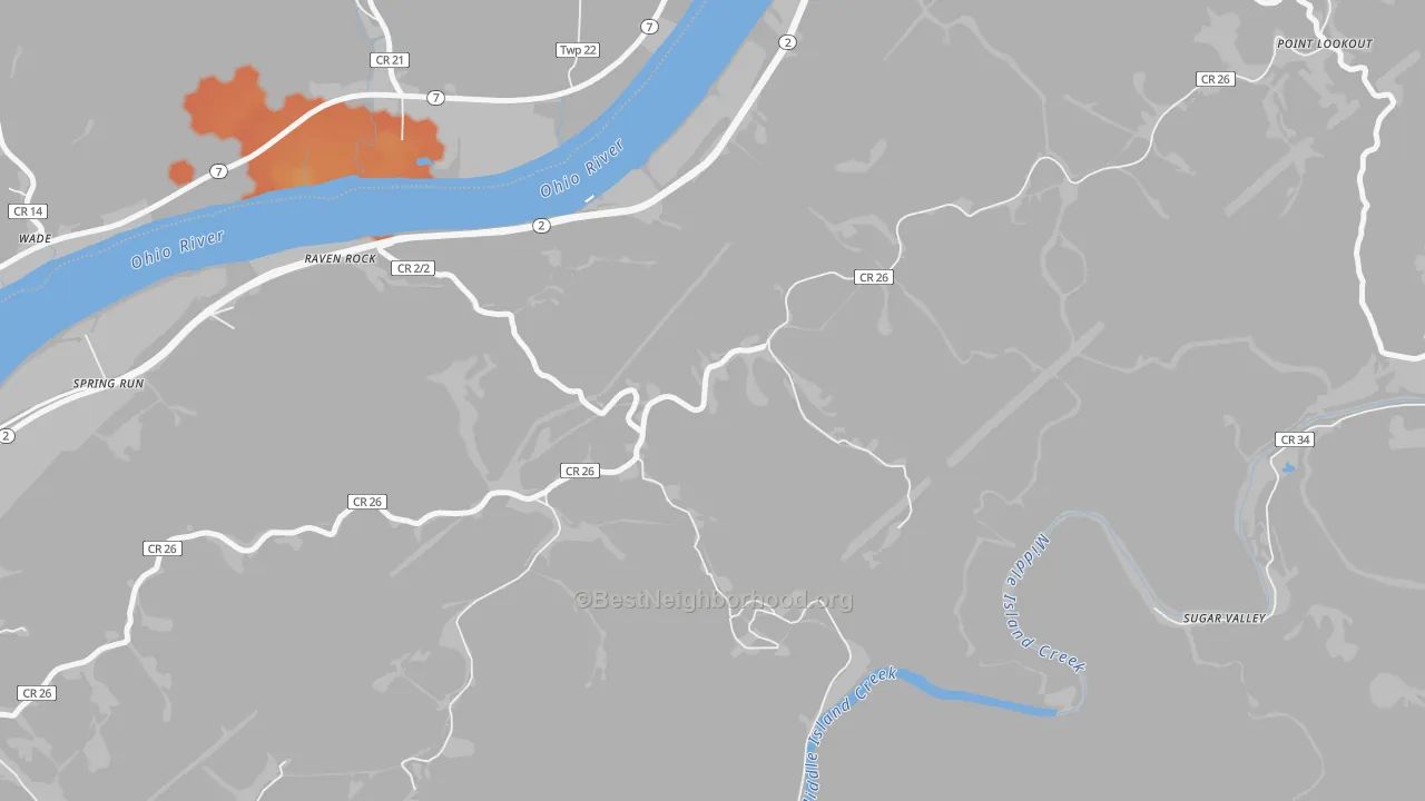 Bike Grade map of Raven Rock, WV